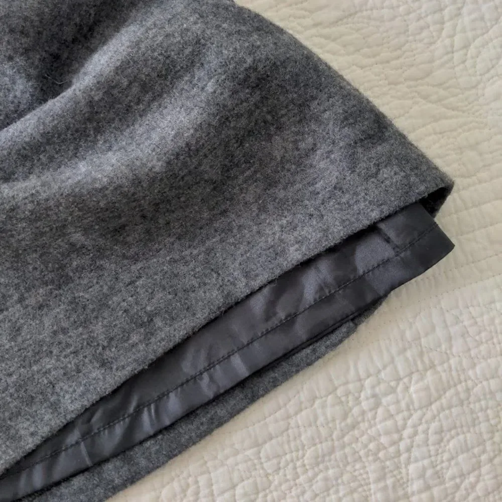 Add Wool Dress Gray Skull Faux Pocket Gold Fuzzy Winter Cozy Size Medium